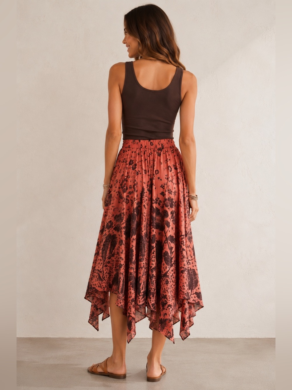 Anthropologie Florence Balducci Asymmetrical Midi Skirt | Boho Floral High-Low - Picture 3 of 6